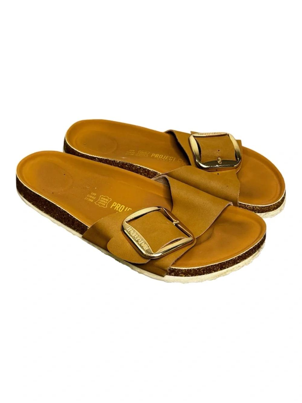 Project 360 Women’s Tan Buckle Slide Sandals